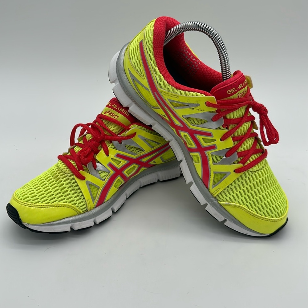 Asics Gel-Running Shoes in Neon Yellow and Red